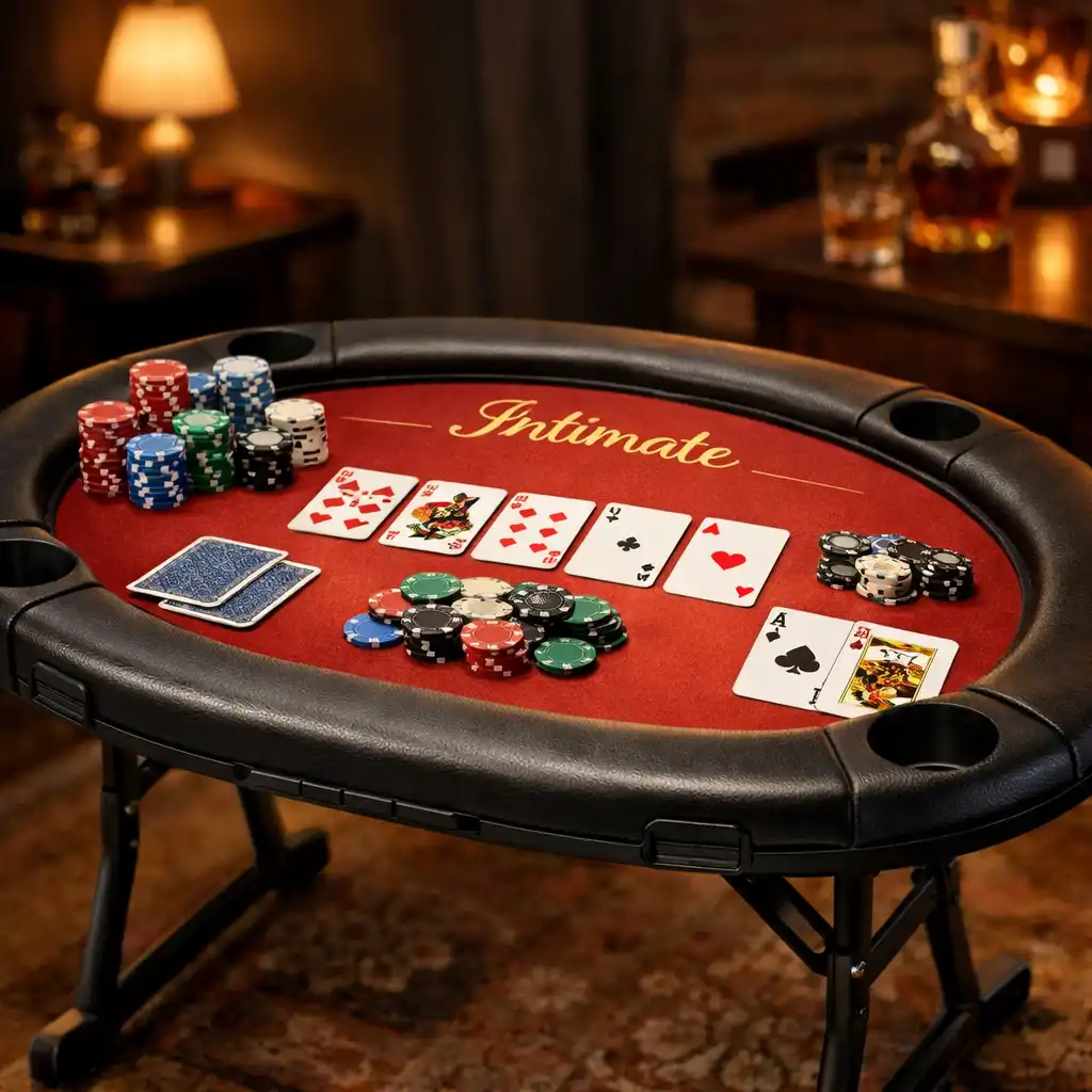 Menší pokerový stůl Intimate s přenosným designem pro soukromé hry